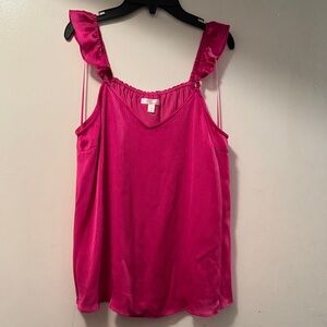 LC Lauren Conrad Fuchsia Ruffled Camisole